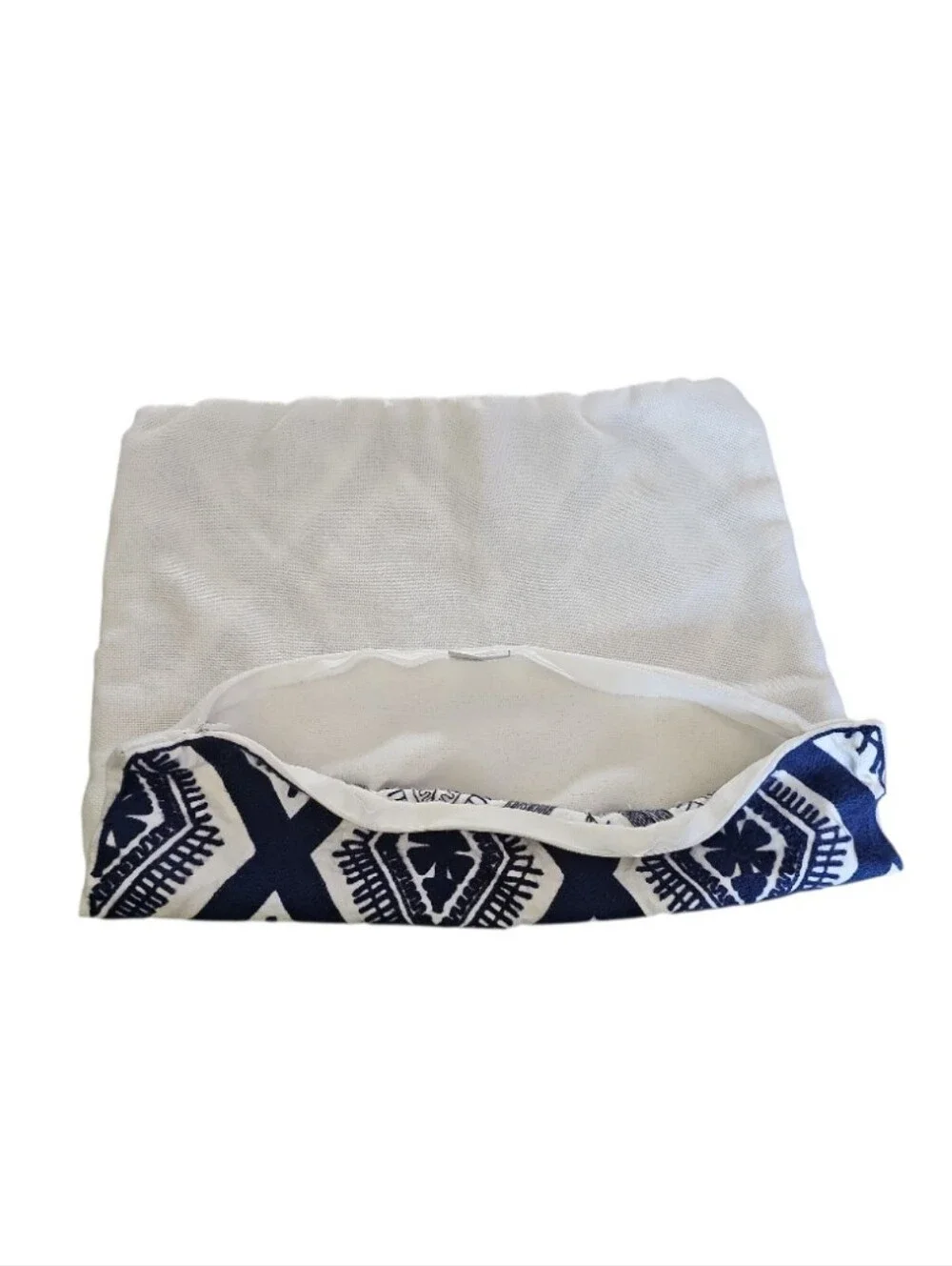 Slow Cow Organic Cotton Pillow Covers Set of 2 Blue White Coastal Boho 17x17